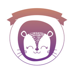 Fototapeta premium emblem of cute animals concept with decorative ribbon and cute lion icon over white background, colorful design. vector illustration 