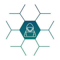 cyber security hacker character with laptop vector illustration