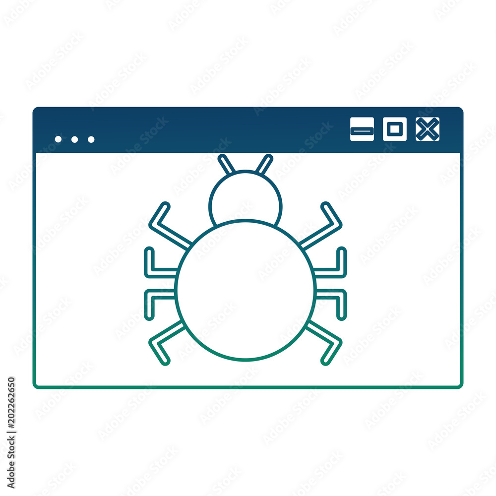 Poster cyber security website page bug virus attack vector illustration