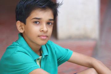     Indian Little Boy Posing to Camera 
