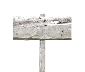 Wooden sign isolated on white.