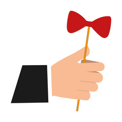 hand with bow in stick icon vector illustration design