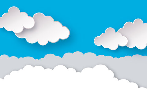 Clouds. Blue sky with clouds paper art or origami style vector illustration  Stock Vector | Adobe Stock