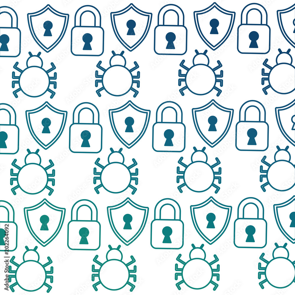 Poster computer virus set pattern background vector illustration design