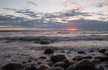 Sunset over the baltic ocean after a summers day, southern of sweden