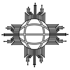 Fototapeta premium sphere planet with circuit electric vector illustration design