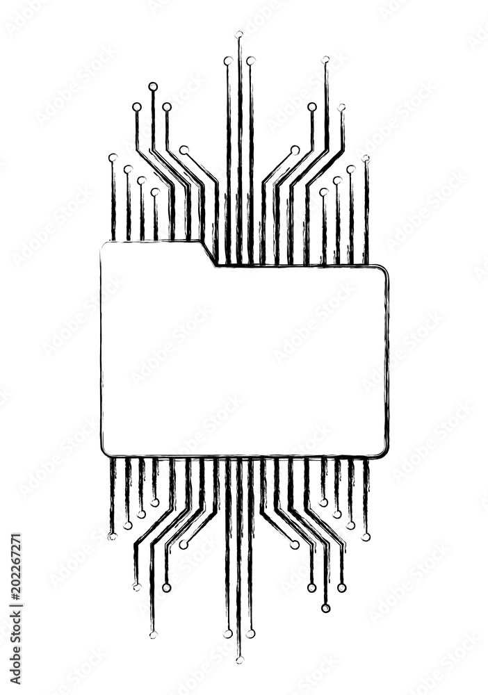 Poster folder file data information circuit technology vector illustration