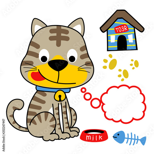 Cats Breakfast Time Vector Cartoon Illustration Cats Breakfast Time Vector Cartoon Illustration