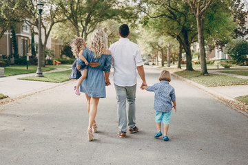 young family on the street