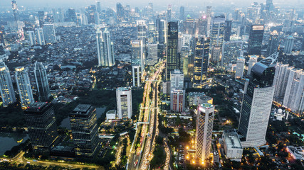 Beautiful night lights in Jakarta capital city