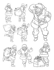 Santa claus line art. Vector, illustration. Good use for symbol, logo, web icon, mascot, coloring, sign, or any design you want.