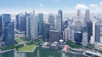 Fototapeta premium Beautiful aerial view of skyscrapers at waterfront