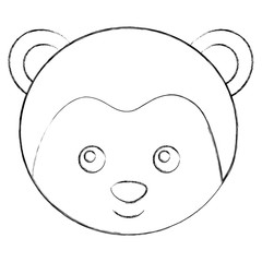 cute monkey face toy adorable vector illustration sketch