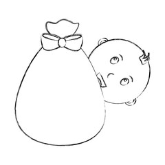 cute baby wrapped in blanket with bow decoration vector illustration sketch