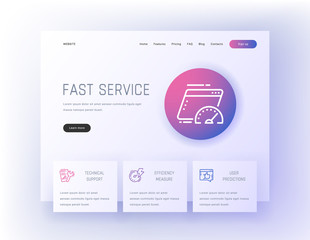 Fast service, Technical support, Efficiency measure, User predictions Landing page template.
