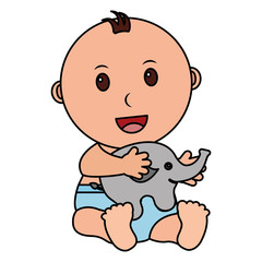 baby boy with cute elephant character icon vector illustration design