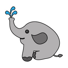 cute elephant with splash water icon vector illustration design