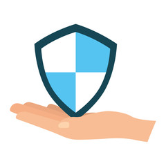 hand with shield guard vector illustration design