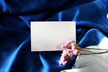 Navy blue silk and white paper. Theme for luxurious classic. Start idea for everything design