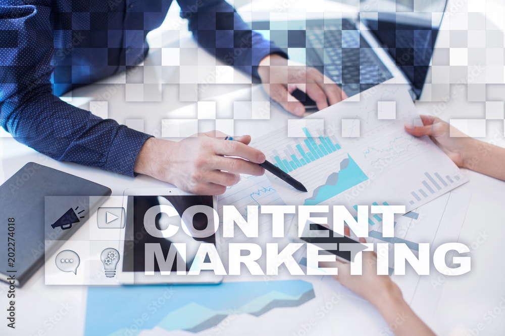 Poster content text on virtual screen. business technology and internet concept.