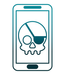 smartphone device with skull piracy vector illustration design