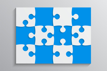 Blue Piece Puzzle Banner. 12 Step. Background. - obrazy, fototapety, plakaty