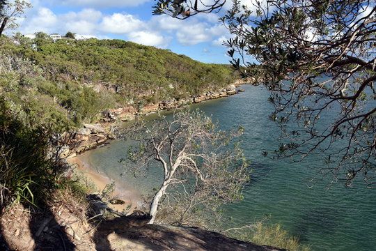 Castle Rock beach view from Castle Rock Track which is part of the Manly to Spit Bridge Scenic Walk across Sydney Harbour National Park and Dobroyd Head.