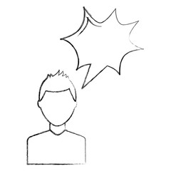 portrait man with speech bubble talk vector illustration sketch