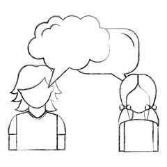 dialog between man and woman with text bubbles vector illustration sketch