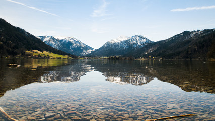 Alps resting in the lake in Bayern countryside