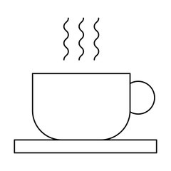 hot cofee cup in dish aroma fresh vector illustration outline