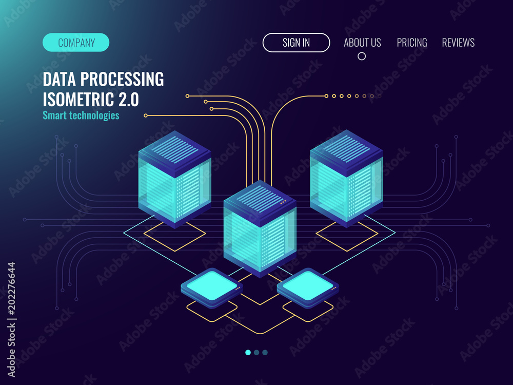 Aufkleber data processing concept, server room, web hosting concept, abstract technology objects, information 