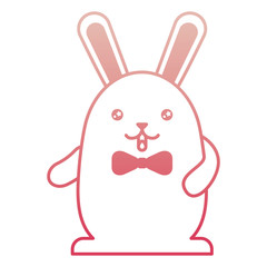 cute kawaii rabbit cartoon with bowtie vector illustration degraded color
