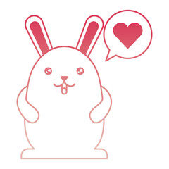 cute kawaii rabbit cartoon speech bubble heart love vector illustration degraded color
