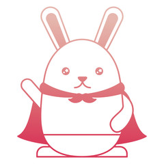 cute kawaii rabbit cartoon wearing cape vector illustration degraded color