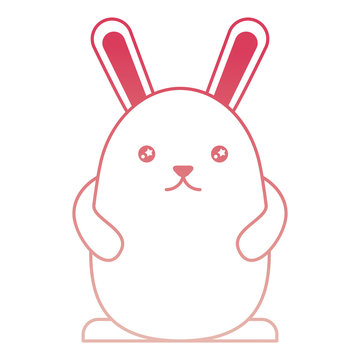 cute kawaii rabbit cartoon image vector illustration degraded color