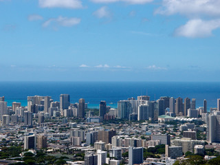 Aerial of  Honolulu, Diamond Head, Waikiki, Buildings, parks, hotels