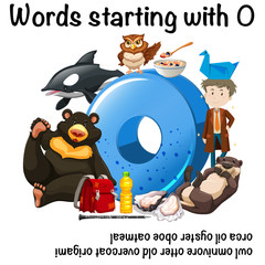 Naklejka premium Words Starting with Letter O