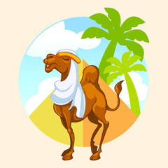 Arabian Camel With Pyramid Background