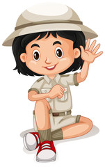 A Cute Zoo Keeper on White Background