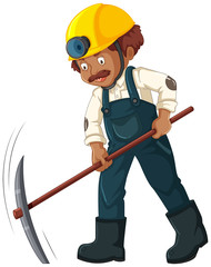 A Mining Worker on White Background