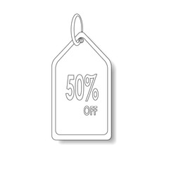 50% Off label price tag discount sale label icon symbol outline