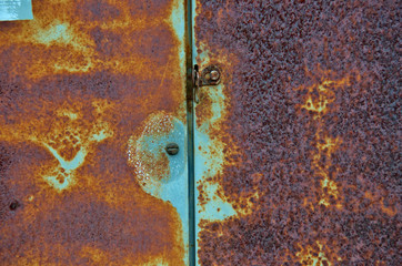 Rusted Metal Storage Cabinet door
