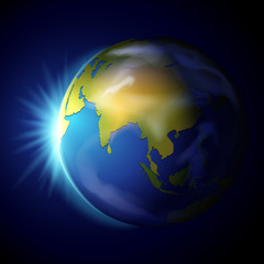 Planet Earth on Blue Background
