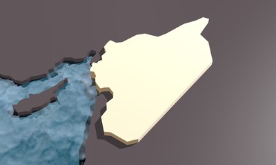 A map of the country of Syria. 3D rendering
