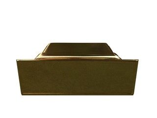 3d rendering of a golden bed isolated on a white background