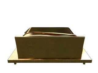 3d rendering of a golden bed isolated on a white background
