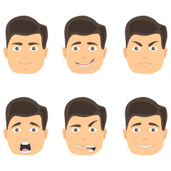 Emotions of a man's face, the expression of a man's face. Different faces of a man with emotions.
