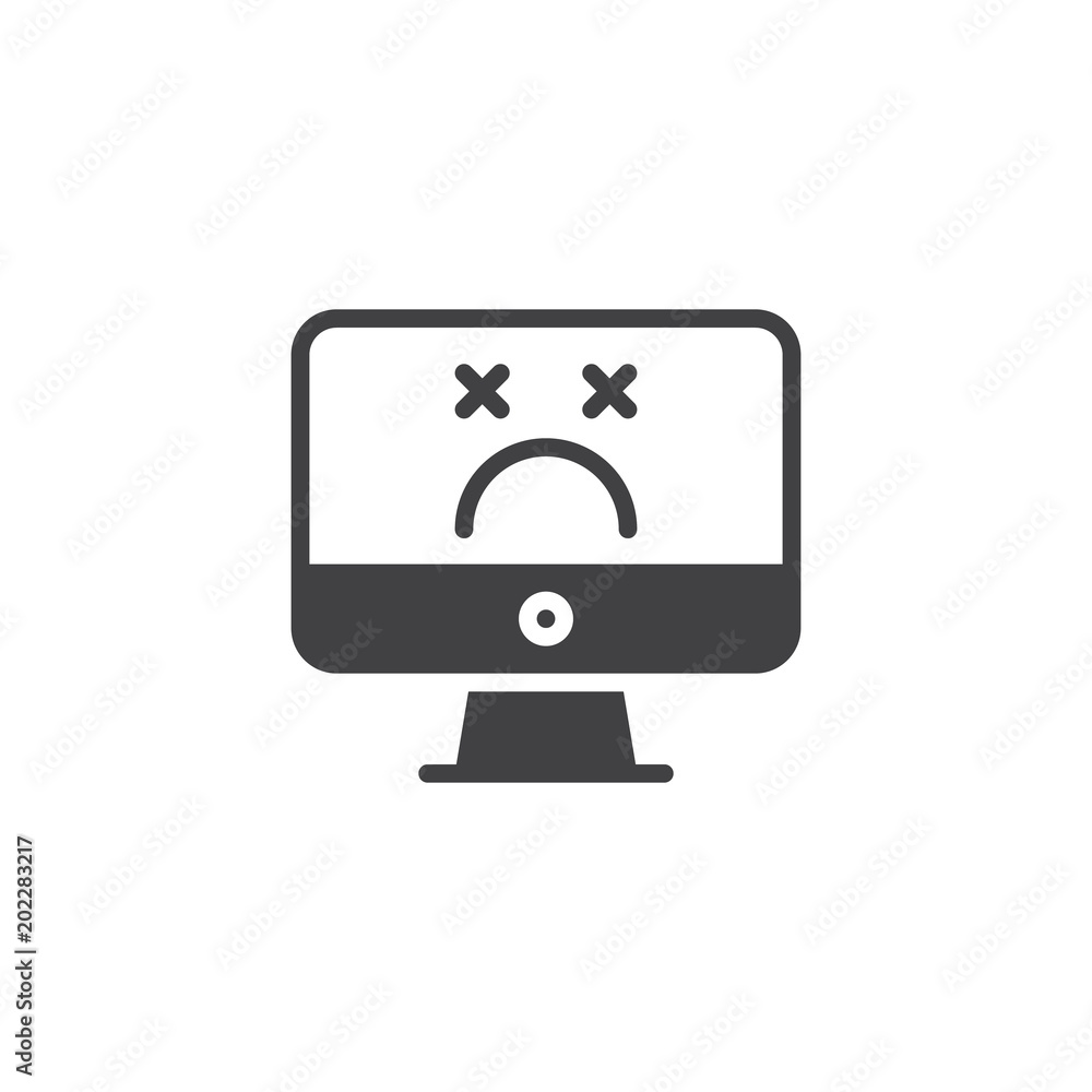 Fototapete display with error message vector icon. filled flat sign for mobile concept and web design. computer