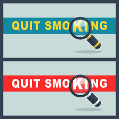 quit smoking words with magnifier concept